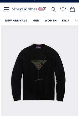 Vineyard Vines Merino Martini Crewneck Sweater in Jet Black